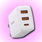 Мережевий зарядний пристрій Baseus 2USB Type-C 3A QC3.0 PD3.0 потрійний адаптер 30W з швидкою зарядкою, Білий