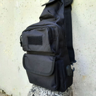 Черная тактическая сумка-рюкзак барсетка, бананка однолямочник MFH T0449 + USB выход - изображение 6