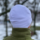 Флісова зимова тактична шапка M-KET Білий чоловіча та жіноча для щоденного носіння або як підшоломник розмір універсальний 55-57 - зображення 3