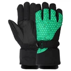 Перчатки горнолыжные теплые женские LUCKYLOONG B-4455 (р-р L-XL , уп.-12пар, цена за 1пару, цвет черный-зеленый)