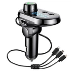 Трансмиттер FM MOD CAR Q15 модулятор для авто с зарядкой typeC/microUSB/Lightning Bluetooth Черный