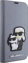 Etui z klapką Karl Lagerfeld Saffiano Karl&Choupette do Apple iPhone 14 Pro Silver (3666339122843) - obraz 1