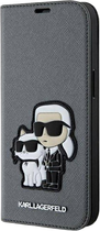 Etui z klapką Karl Lagerfeld Saffiano Monogram do Apple iPhone 14 Silver (3666339122980) - obraz 1