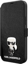 Чохол-книжка Karl Lagerfeld Saffiano Ikonik Metal do Apple iPhone 12 mini Black (3700740492154) - зображення 2