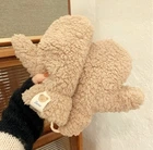 Рукавиці хутряні Тедді зі шнурком (Teddy, ведмідь, ведмедик, каракуль) Темно-Бежевий, Унісекс WUKE One size