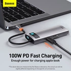Hub адаптер BASEUS Type-C Metal Gleam Series 5-in-1 Multifunctional Docking Station |3USB, HDMI, Type-C, 100W PD| (CAHUB-CX0G) Колір Grey