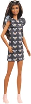 Лялька Барбі Модниця Barbie Fashionistas Doll with Long Brunette Hair Wearing Mouse-Print Dress 140 (GHW54)