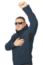 Костюм демисезонный мужской Soft shel на флисе темно синий меланж 46 куртка брюки ветро - влагонепроницаемый с воздухоотводным клапаном под мышками - изображение 4