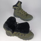Зимові шкіряні полуберці на хутрі Oksy Tactical черевикі екохутро Olive розмір 44 - зображення 3