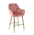 Барный мягкий стул на металлических ножках Onder Metal CHIC Б-Т розовый PH-603 BAR 75 - GD 75см