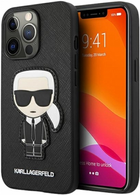 Etui CG Mobile Karl Lagerfeld Saffiano Iconic Karl Patch do Apple iPhone 13/13 Pro Czarny (3666339028190) - obraz 1