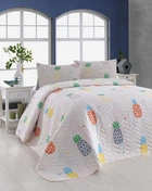 Покрывало стеганное с наволочками Eponj Home - JokeAnanas krem крем 200*220