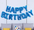 Фольгированные надпись синие буквы Happy Birthday, надувная фигурная, размер букв 40 см на день рождения