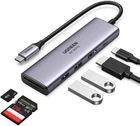 Багатопортовий адаптер концентратор UGREEN CM511 USB C 6 в 1 MicroSD, SD, HDMI, USB 3.0, USB-C PD Grey (60384)