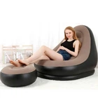Надувное велюровое кресло диван с пуфом AIR SOFA с насосом для отдыха Коричневый GS-0910