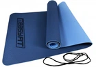 Коврик для йоги и фитнеса EasyFit TPE+TC 183х61см толщина 6мм двухслойный cиний-голубой