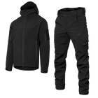 Костюм мужской демисезонный ветро-влагозащитный Softshell GenII Черный XL Kali AI021 куртка с капюшоном штаны с двумя кнопками на поясе повседневный - изображение 4