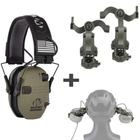 Активні навушники на шолом Walkers Razor + кріплення OPS Core Чебурашки Оливковий (Kali) AI150 - зображення 3