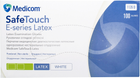 Перчатки смотровые латексные нестерильные Medicom SafeTouch E-series Latex опудренные 50 пар № S (1126-B) - изображение 1