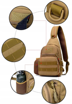 Тактическая, армейская мужская сумка-слинг Survival койот Edibazzar 24х16х8 см (sum0023854) Хаки - изображение 8