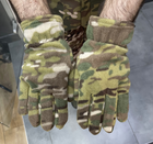 Рукавички зимові флісові пальцеві, Мультикам, розмір М/L, тактичні рукавички зимові - зображення 6