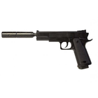 Детский страйкбольный пистолет Colt 1911 с пластиковым глушителем Galaxy G053B - изображение 5
