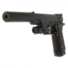 Детский страйкбольный пистолет Colt M1911 Hi-Capa металлический с глушителем и прицелом Galaxy G6A 6мм - изображение 1