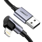 Кабель зарядний UGREEN USB Lightning Braided cable with Aluminum Shell M/M кутовий 1 м Black (US299)