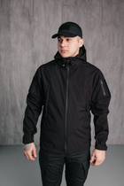 Чоловіча куртка Soft shell на блискавці з капюшоном водонепроникна 5XL чорна 00085 - зображення 1