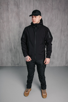 Чоловіча куртка Soft shell на блискавці з капюшоном водонепроникна 5XL чорна 00085 - зображення 3