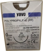 Нитка хірургічна нерозсмоктувальна YAVO стерильна POLYPROPYLENE Монофіламентна USP 0 75 см Синя RS 1/2 кола 37 мм (5901748151311) - зображення 1