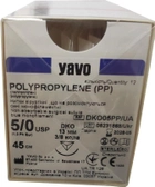 Нитка хірургічна нерозсмоктувальна YAVO стерильна POLYPROPYLENE Монофіламентна USP 5/0 45 см Синя DKO 3/8 кола 13 мм (5901748154398) - зображення 1