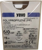Нитка хірургічна нерозсмоктувальна YAVO стерильна POLYPROPYLENE Монофіламентна USP 5/0 75 см Синя RS 1/2 кола 16 мм (5901748153674) - зображення 1