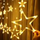 Світлодіодна гірлянда Maclean LED String of Lights with Moon & Star Curtain Garland Lights Christmas 5.2m 8 Modes 120 LEDs 3000K Warm White 3W (MCE418) - зображення 9