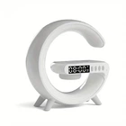 Лампа-нічник Біла стільна світлодіодна G-Smart Light G63 RGB з бездротовим заряджанням та годинником