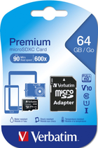 Karta pamięci Verbatim Premium MicroSDXC 64 GB Class 10 + czytnik kart SD (23942440840) - obraz 3