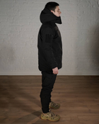 Зимова військова форма SoftShell з утеплювачем ХОЛОСОФТ чорна костюм водонепроникаючий бушлат та штани з капюшоном S - (46) - зображення 3