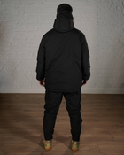 Зимова військова форма SoftShell з утеплювачем ХОЛОСОФТ чорна костюм водонепроникаючий бушлат та штани з капюшоном S - (46) - зображення 4