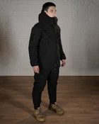 Зимова військова форма SoftShell з утеплювачем ХОЛОСОФТ чорна костюм водонепроникаючий бушлат з капюшоном та штани L - (50) - зображення 2