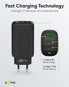 Багатопортовий зарядний пристрій Goobay Wentronic 3x Quick Charger 65 Вт 2x USB-C 1x USB-A Чорний (4040849617607) - зображення 7