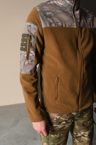 Кофта флисовая мужская военная тактическая с липучками под шевроны ВСУ (ЗСУ) Мультикам 8159 46 размер койот - изображение 6