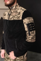 Кофта флисовая мужская военная тактическая с липучками под шевроны ВСУ (ЗСУ) Пиксель 8033 52 размер черная - изображение 3