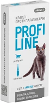 Капли ProVET Profiline инсектоакарицид для кошек до 4 кг 4 пипетки по 0.5 мл (4823082431113)