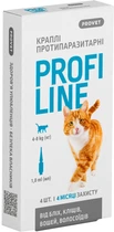 Краплі ProVET Profiline інсектоакарицид для кішок 4-8 кг 4 піпетки по 1.0 мл (4823082431106)