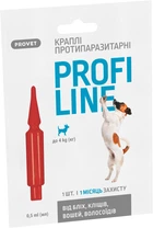 Краплі ProVET Profiline інсектоакарицид для собак до 4 кг 1 піпетка 0.5 мл (4823082431090)A