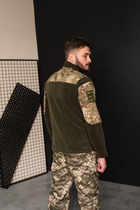 Кофта флисовая мужская военная тактическая с липучками под шевроны ВСУ (ЗСУ) Мультикам Турция 7122 L хаки - изображение 3