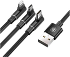 Kabel Baseus MVP 3 in 1 Mobile Game Cable USB for M+L+T 3.5A 1.2 m Czarny (CAMLT-WZ01) - obraz 1