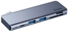 USB-хаб Baseus Type-C to USB 3.0 x 2/SD/TF/Type-C PD для MacBook Pro Grey (CAHUB-K0G) - зображення 1