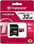 Karta pamięci Transcend MicroSDHC UHS-I 32 GB Class 10 + adapter SD (TS32GUSDU1) - obraz 2