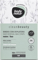 Woskowe paski Body Natur Clean Beauty Facial Depilatory Wax Bands Sensitive Skins 12 szt (8414719407395) - obraz 1